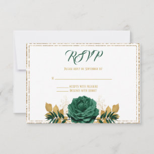 Cartons Réponse Mariage Vert Émeraude et Or
