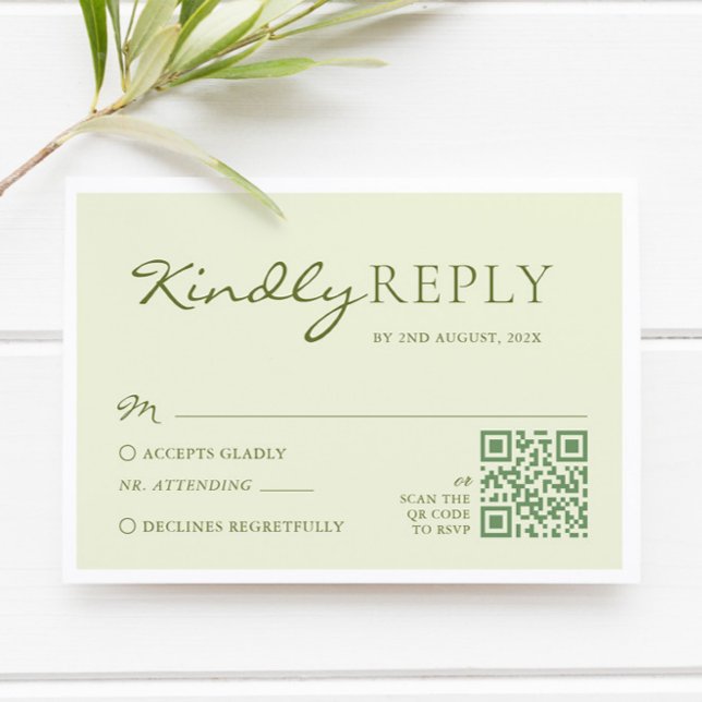 Cartons Réponse Mariage Vert Olive Clair (Créateur téléchargé)