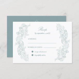Cartons Réponse Mariage Victorian Dusty Blue