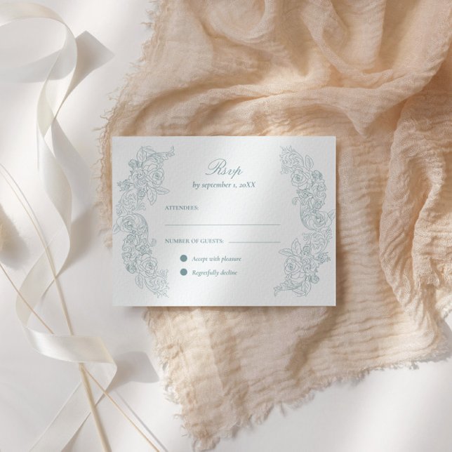 Cartons Réponse Mariage Victorian Dusty Blue (Créateur téléchargé)