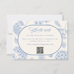 Cartons Réponse Mariage Vintage aux Hortensias Bleus