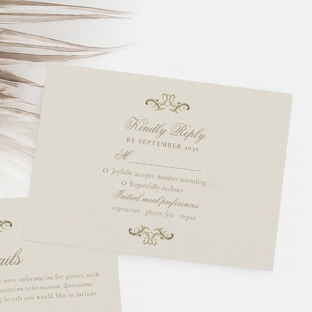 Cartons Réponse Mariage vintage baroque or élégant (Créateur téléchargé)