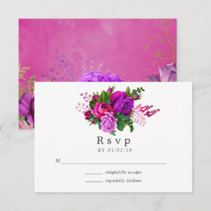 Cartons Réponse Mariage Vintage Chic Fuchsia et Violet