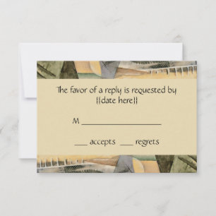 Cartons Réponse Mariage Vintage, Couleurs Terre, Art Cubiste