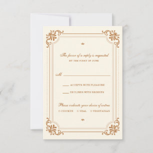 Cartons Réponse Mariage vintage de choix de repas
