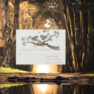 Cartons Réponse Mariage vintage de succursale de floraison Bluebir