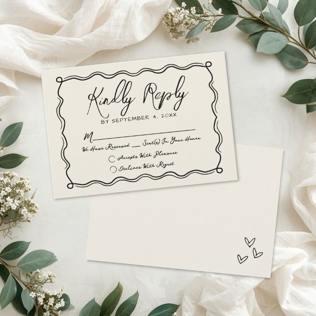 Cartons Réponse Mariage Vintage Dessiné à la Main (Hand Drawn Vintage Wedding RSVP Card)