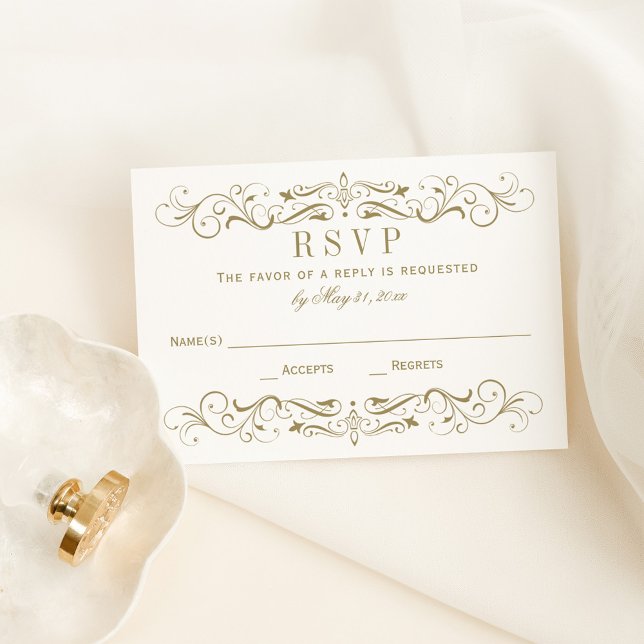 Cartons Réponse Mariage vintage d'or (Créateur téléchargé)