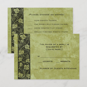 Cartons Réponse Mariage vintage, Feuilles de vigne de raisin victo