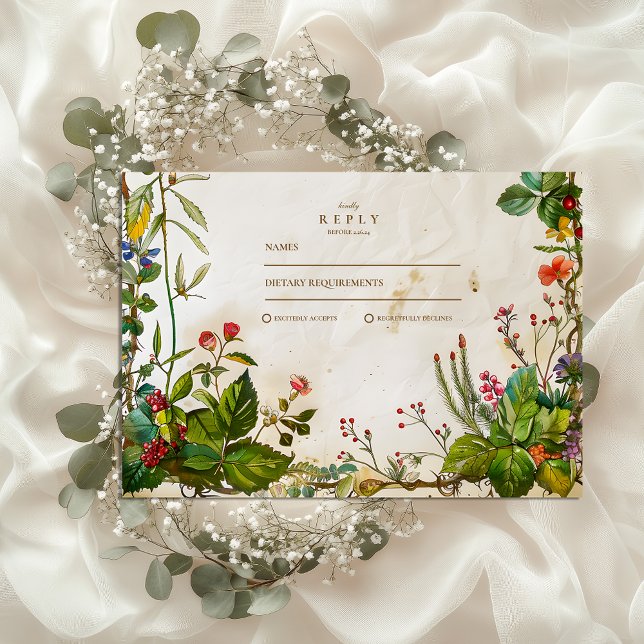 Cartons Réponse Mariage vintage Forest Berry (Créateur téléchargé)