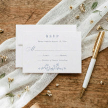 Mariage Vintage Français Floral Bleu Poussiéreux