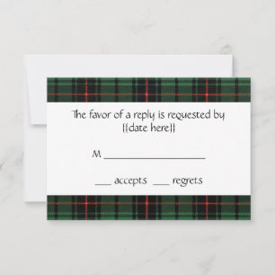 Cartons Réponse Mariage Vintage, Motif Moderne Tartan Davidson