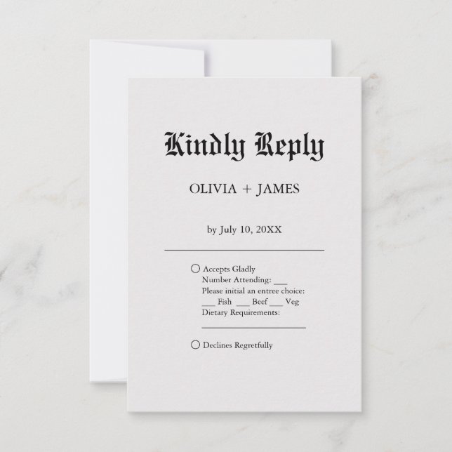 Cartons Réponse Mariage vintage simple et élégant (Devant)