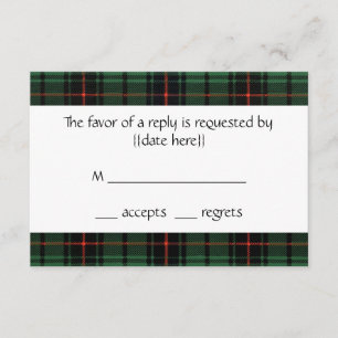Cartons Réponse Mariage vintage, Tartan Davidson Motif moderne
