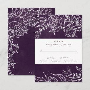 Cartons Réponse Mariage violet romantique à fleurs