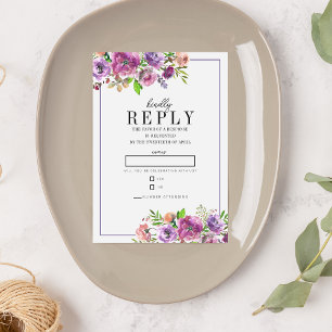 Cartons Réponse Mariage violet violet violet violet de la Pêche Fl