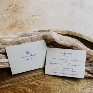 Cartons Réponse Mariage Whimsical Blue Hand Draice Meal Choice