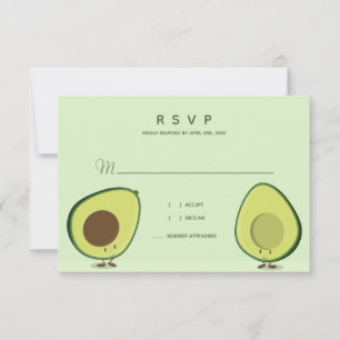 Cartons Réponse Mariage Whimsical Vert Avocado illustré