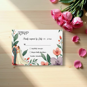 Cartons Réponse Mariée Romantique Et Salle Florale Mariage Jardin