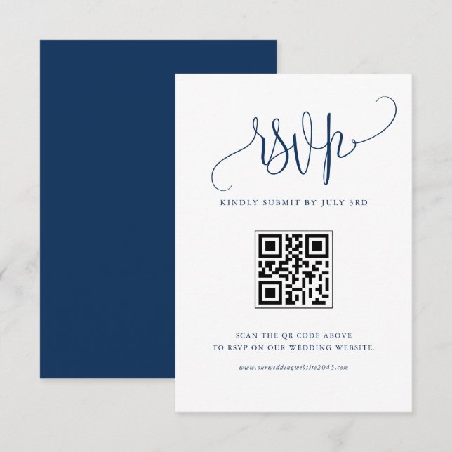 Cartons Réponse Marine Bleu Nous faisons Moderne Calligraphie Mari (Devant / Derrière)