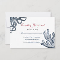 Marine Blue Octopus Coral Nautique Plage Mariage