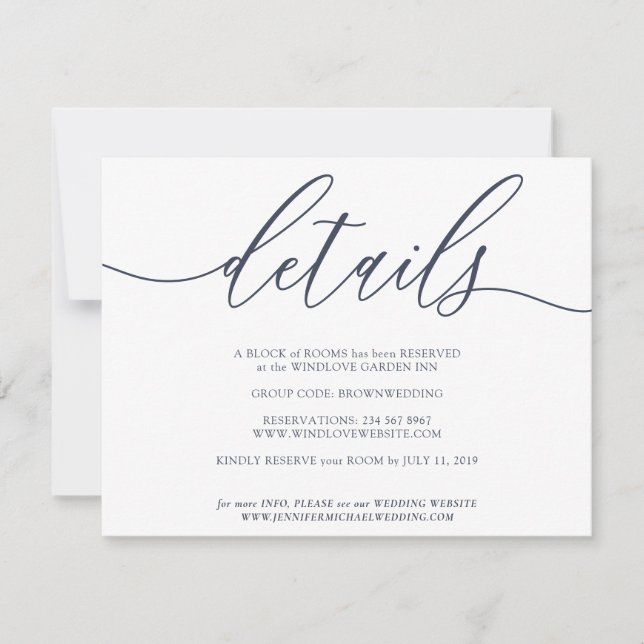 Cartons Réponse Marine Clean Détails Mariage simple (Devant)