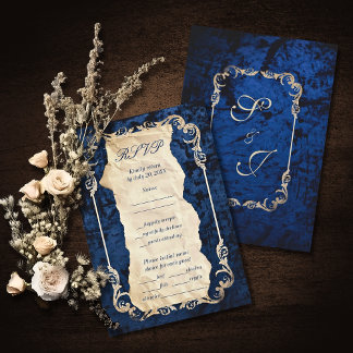 Cartons Réponse Marine Gold Baroque Elégant Mariage de luxe