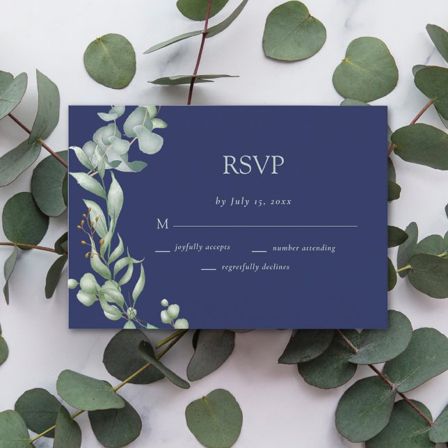 Cartons Réponse Marine Green Eucalyptus Mariage (Créateur téléchargé)