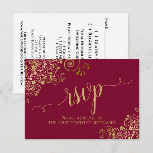 Cartons Réponse Maroon de Bourgogne et Mariage de calligraphie de 