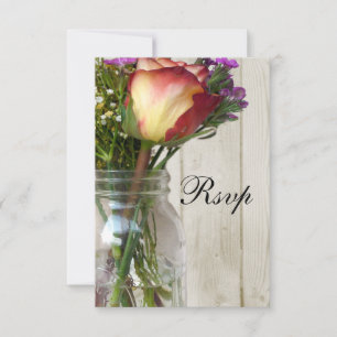 Cartons Réponse Mason Jar avec Rose et Fleur sauvage