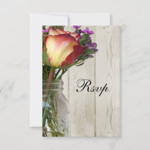 Cartons Réponse Mason Jar avec Rose et Fleur sauvage