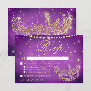 Cartons Réponse Masque de masquerade élégant lilas paillettes or R