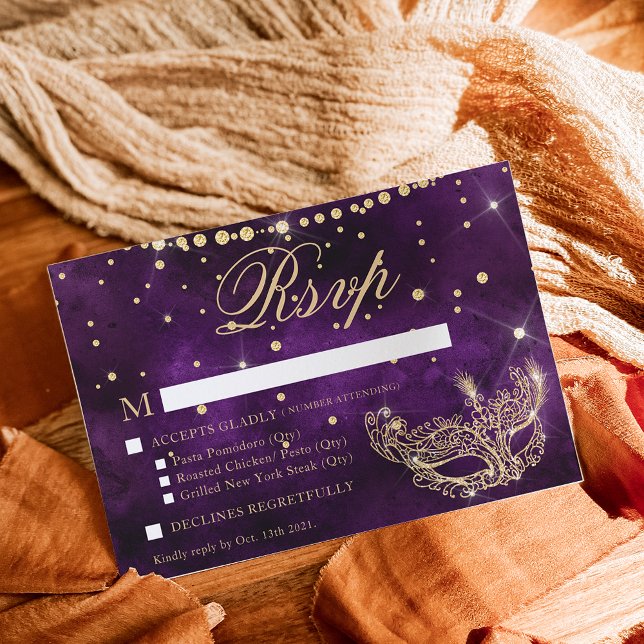 Cartons Réponse Masque de masquerade élégant paillettes violet or  (Créateur téléchargé)