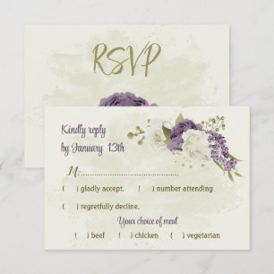 Cartons Réponse mauve fleurs blanches verdure mariage