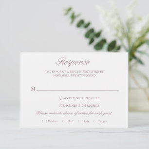 Cartons Réponse Mauve Wreath Monogramme Mariage élégant