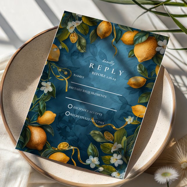 Cartons Réponse Mediterranean Lemon Bliss Wedding (Créateur téléchargé)