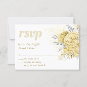 Cartons Réponse Merci de Mariage Floral en Argent Rustique
