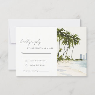 Cartons Réponse Miami Florida Palm Paysage Mariage d'aquarelle