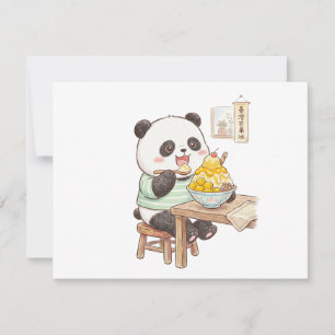 Cartons Réponse Mignon panda mangeant de la glace râpée de mangue