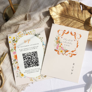 Cartons Réponse Milieu de l'été Crête de mariage florale automna