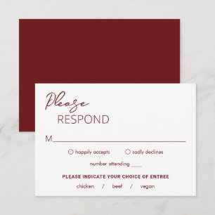 Cartons Réponse Minimal Bourgogne Mariage moderne