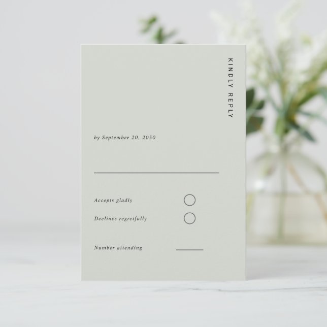 Cartons Réponse Minimal & Chic Light Sage Modern Simple Wedding (Debout devant)