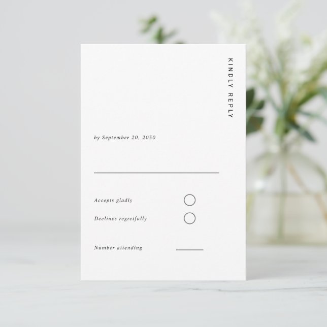 Cartons Réponse Minimal & Chic White Modern Simple Wedding (Debout devant)