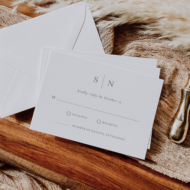 Cartons Réponse Minimal et chic | Mariage blanc et vert Sage (Créateur téléchargé)