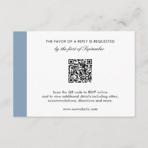 Cartons Réponse Minimal moderne élégant Dusty bleu QR Code Mariage
