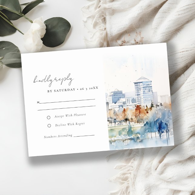 Cartons Réponse Minimal San Jose California Watercolor Mariage (Créateur téléchargé)