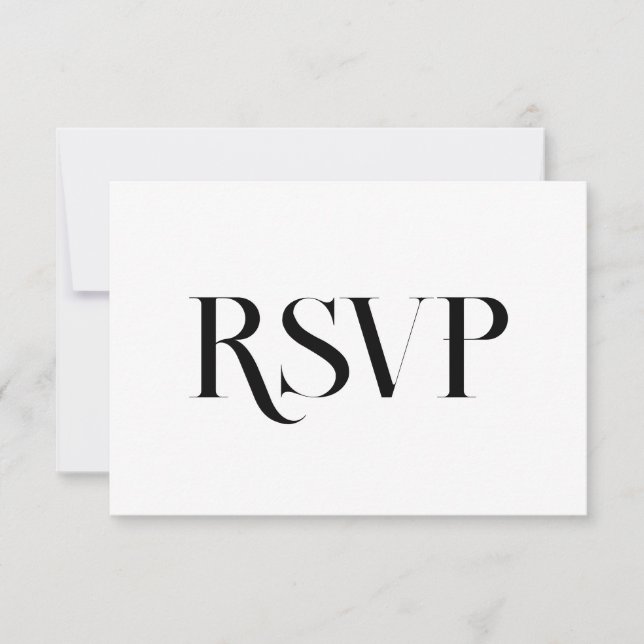 Cartons Réponse Minimalist Contemporary Wedding | Black and White (Devant)