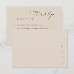 Cartons Réponse Minimalist Copper Desert Cocoa Script Wedding