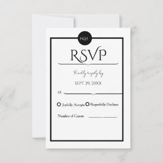 Cartons Réponse Minimalist Elegant Black & White Wedding