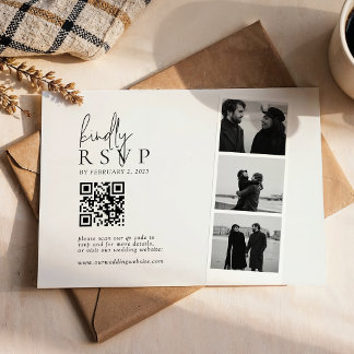 Cartons Réponse Minimalist Photo Strip QR Code Wedding
